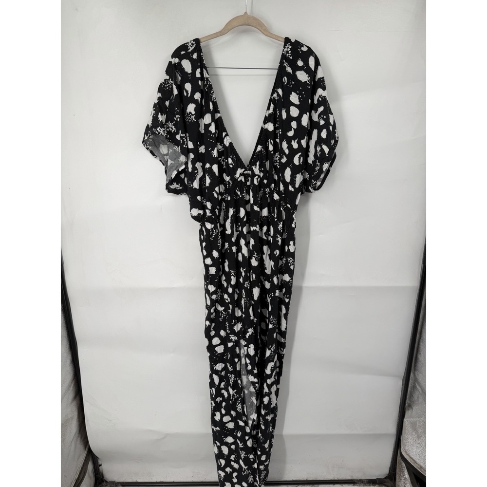 ASOS DESIGN Maxi Dress Women 16 Black White Abstract Print Maxi Dress Curve Boho